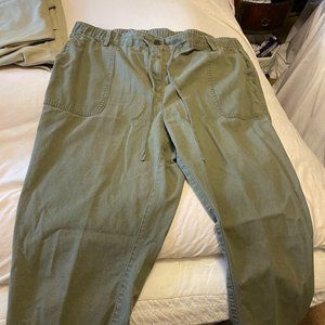Land's End Mid Rise Straight Leg Women's Drawstring Pants Olive